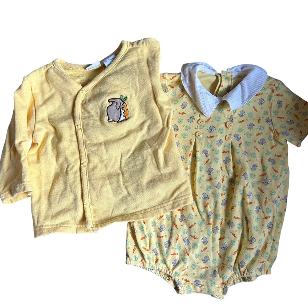 Gymboree Vtg Baby 6-12 Months Unisex Bubble Romper and Jacket Set Carrots Bunny